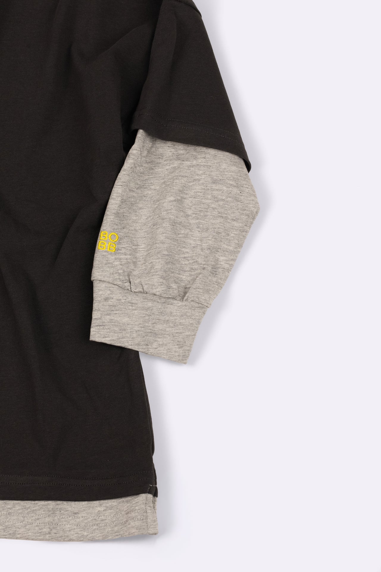 DOUBLE LAYER TEE in WASHED BLACK/STONE GREY