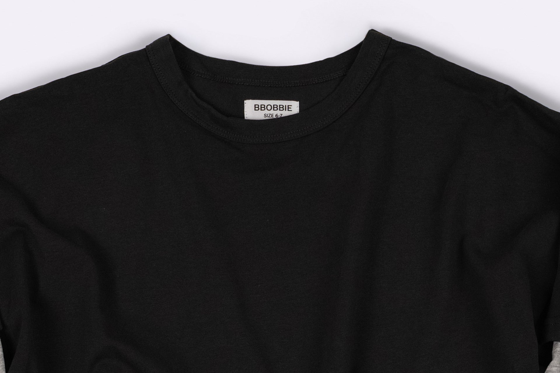 DOUBLE LAYER TEE in WASHED BLACK/STONE GREY