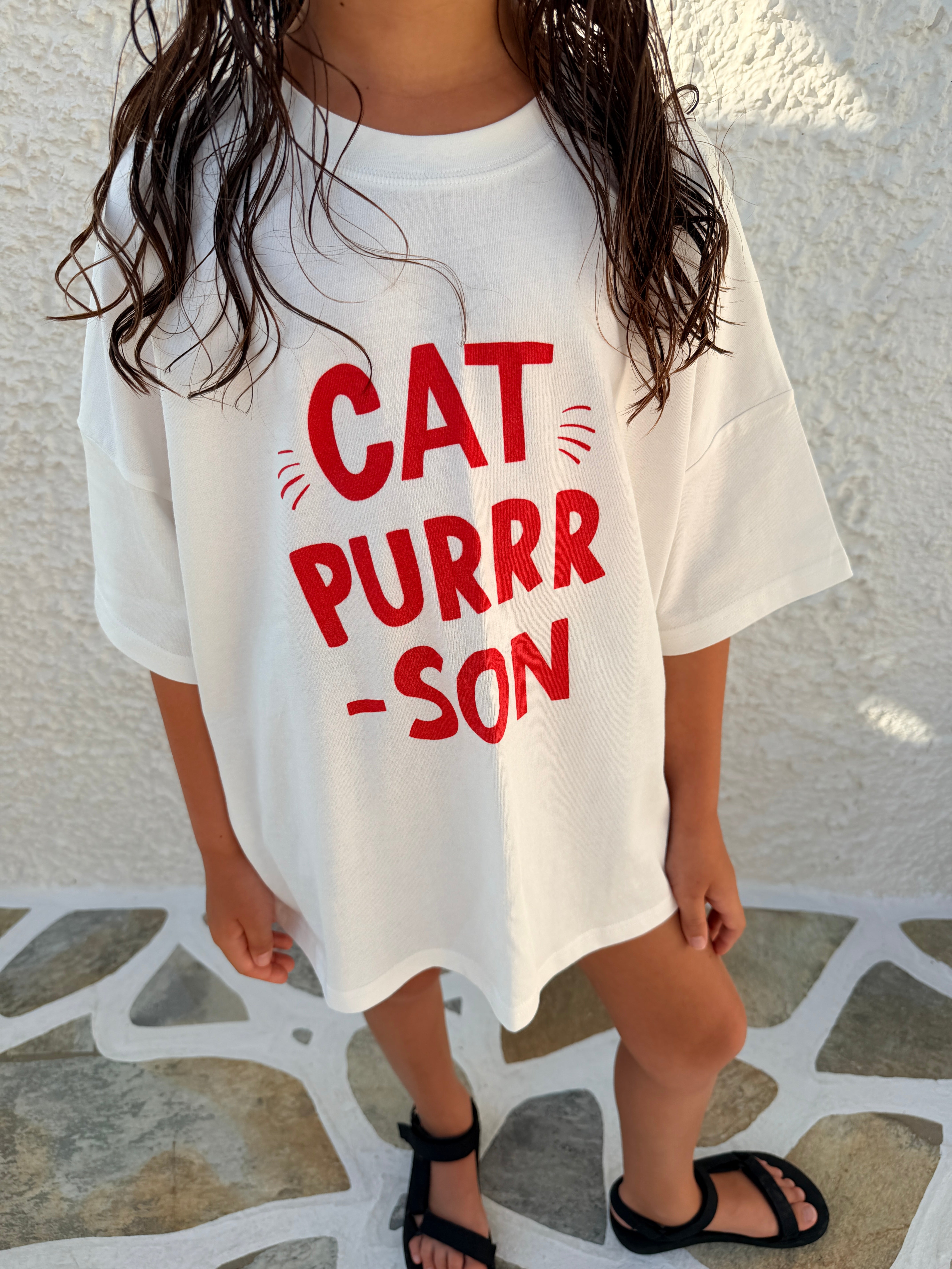 CAT PURRR-SON TEE in WHITE