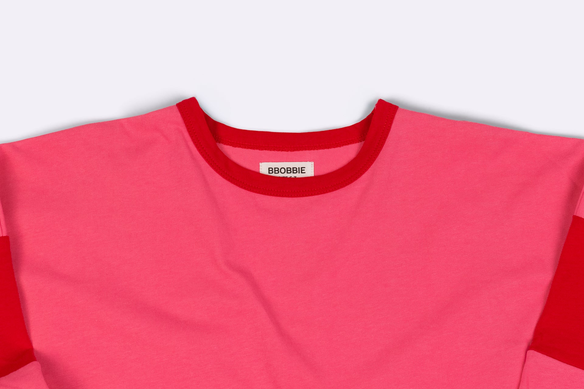 TWO TONE LONG SLEEVE TEE in PINK/RED