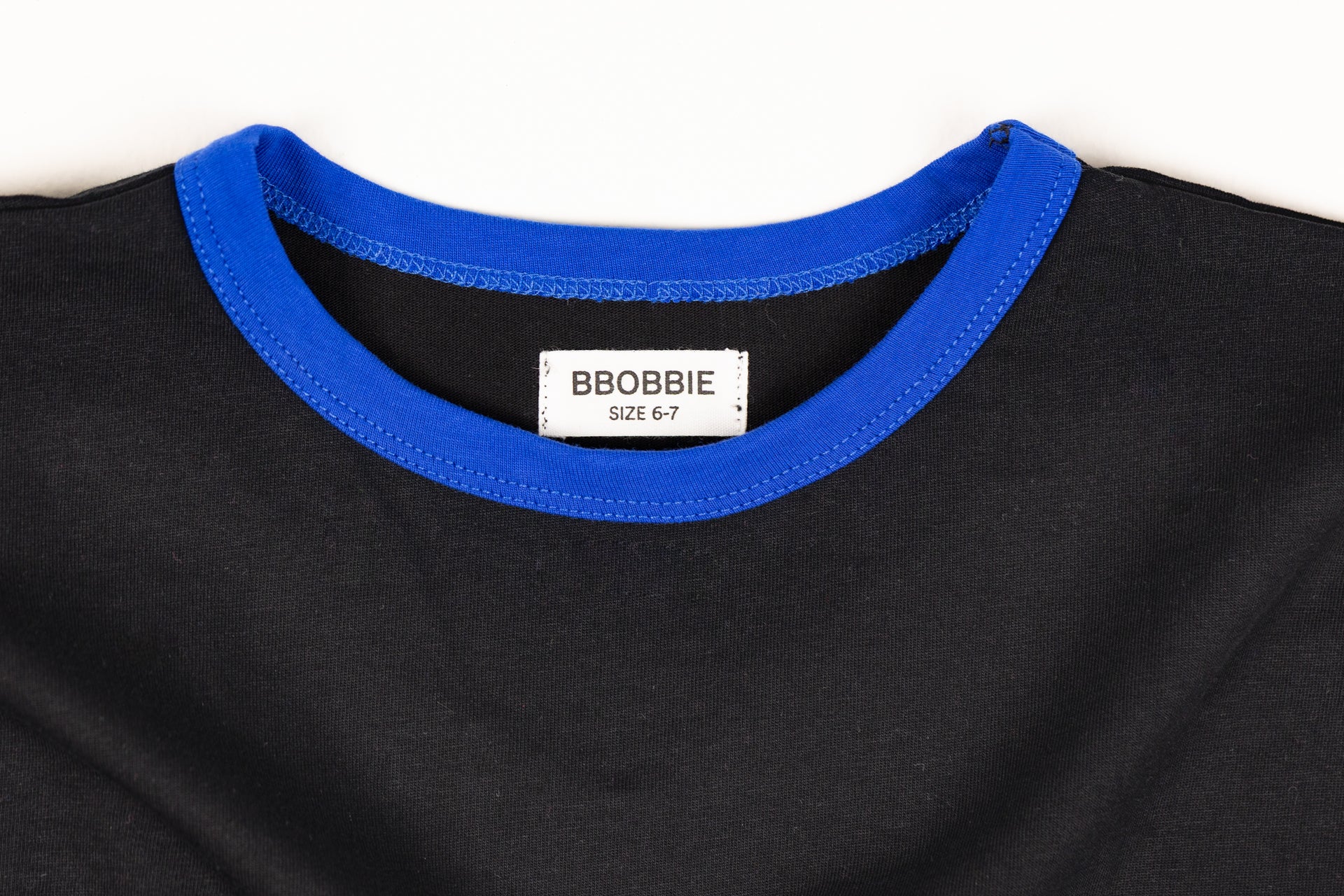 TWO TONE LONG SLEEVE TEE in BLACK/BLUE