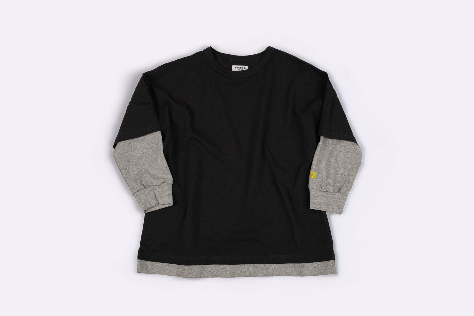 DOUBLE LAYER TEE in WASHED BLACK/STONE GREY