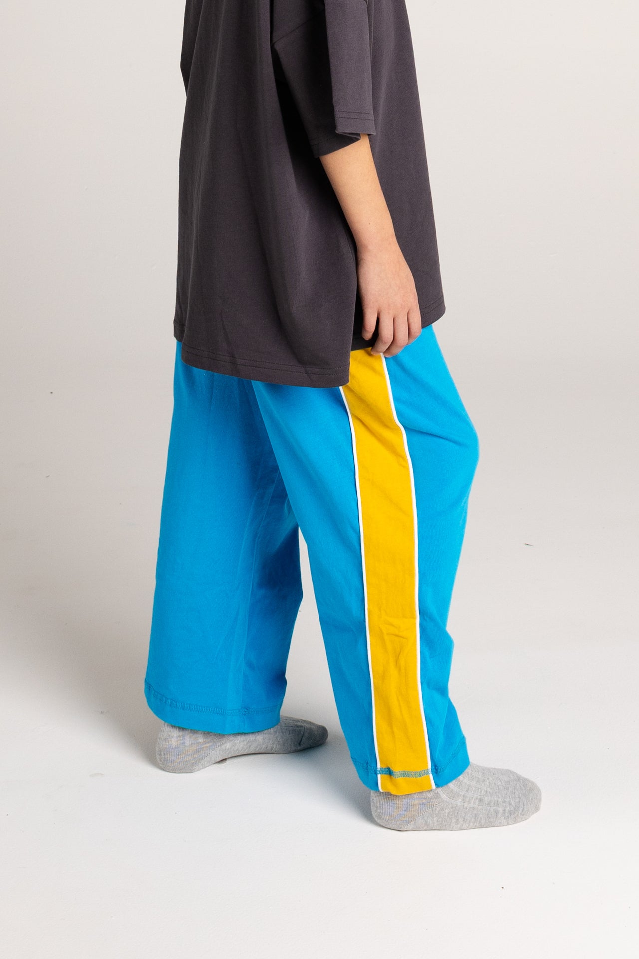 TWO TONE BASE PANT in BLUE/MUSTARD