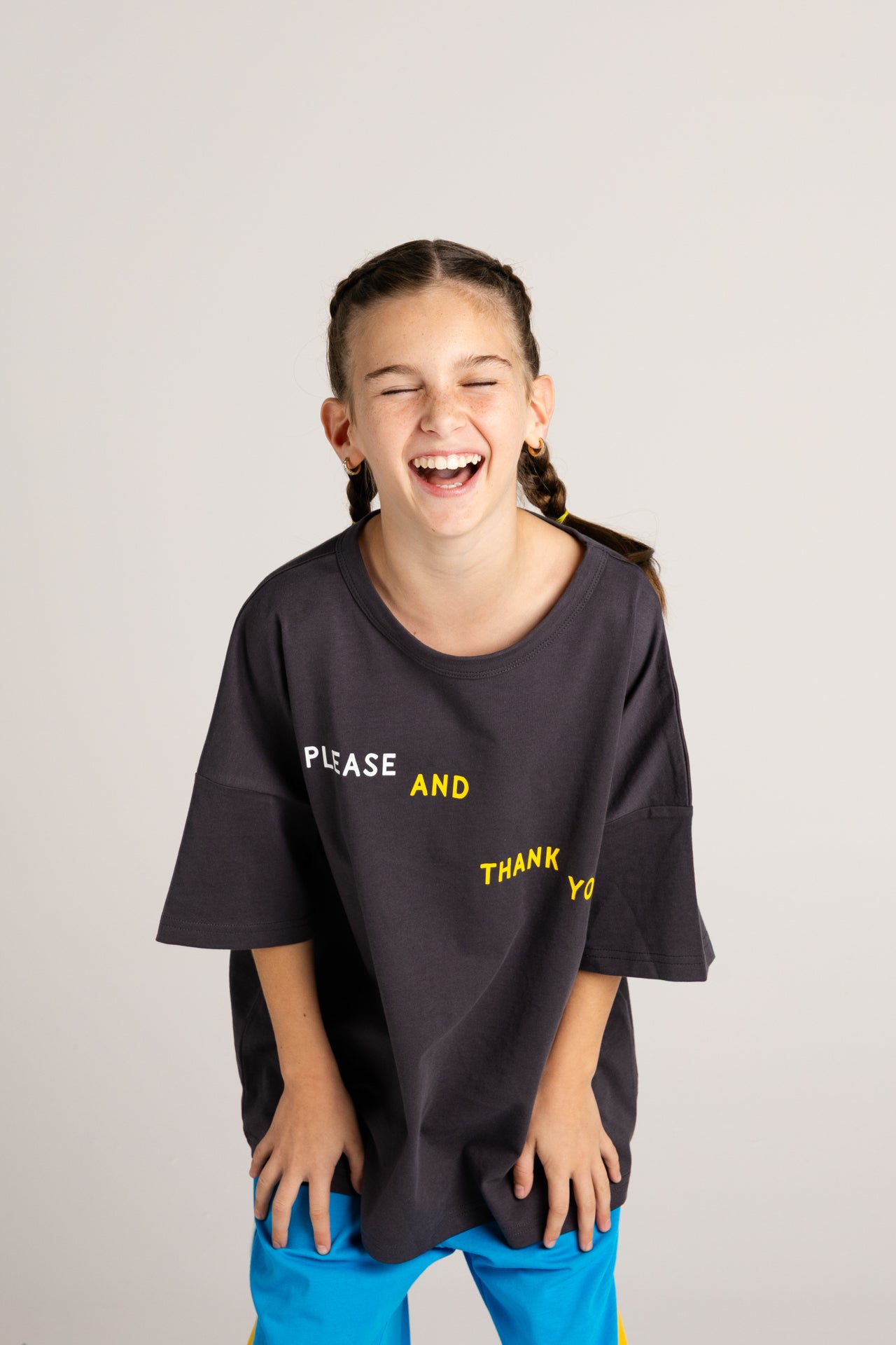 PLEASE AND THANK YOU TEE in WASHED BLACK