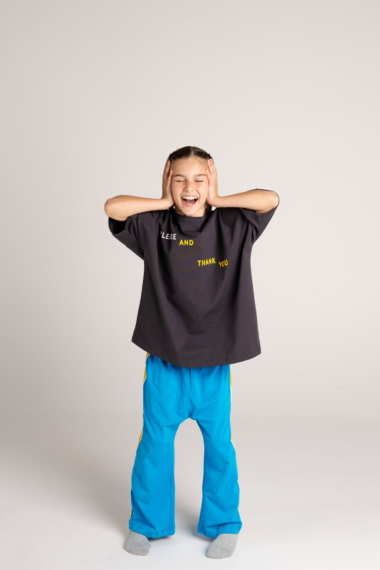 TWO TONE BASE PANT in BLUE/MUSTARD